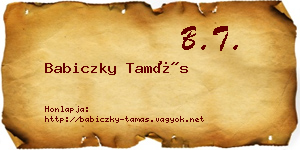 Babiczky Tamás névjegykártya